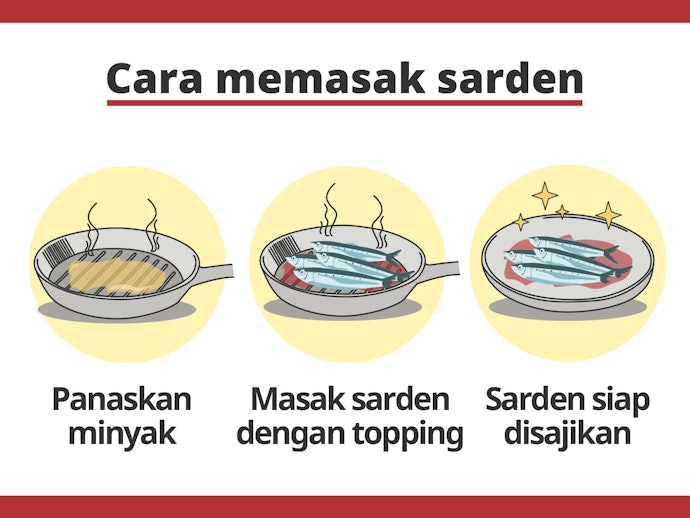 Tambahkan cabai, bawang, atau topping lainnya supaya masakan sarden lebih mantap!