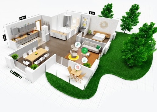 Pilih yang tampilannya 3D jika Anda ingin denah dan interior rumah tampak realistis