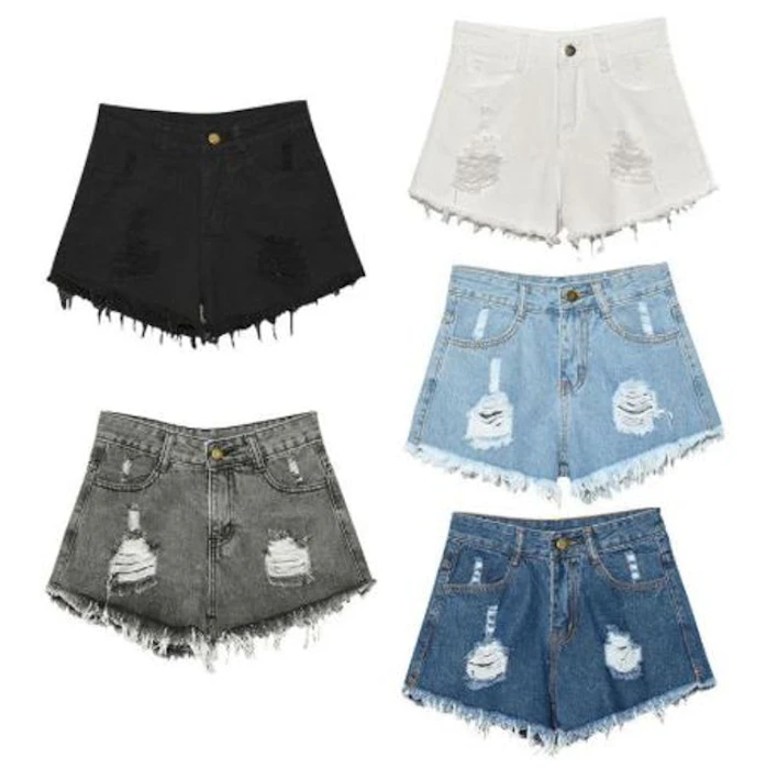 Ripped High Waisted Jeans Shorts Translation missing: id.activerecord.decorators.item_part_image/alt