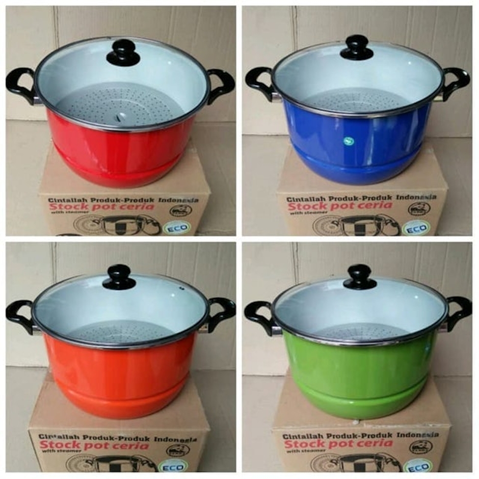 Maspion Stock Pot Ceria with Steamer Translation missing: id.activerecord.decorators.item_part_image/alt