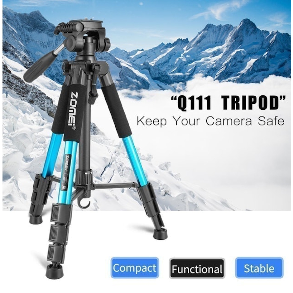ZOMEi Q111 Lightweight Backpacking Tripod Kit 4-Section with 3-Way Pan Head and Carrying Case Translation missing: id.activerecord.decorators.item_part_image/alt
