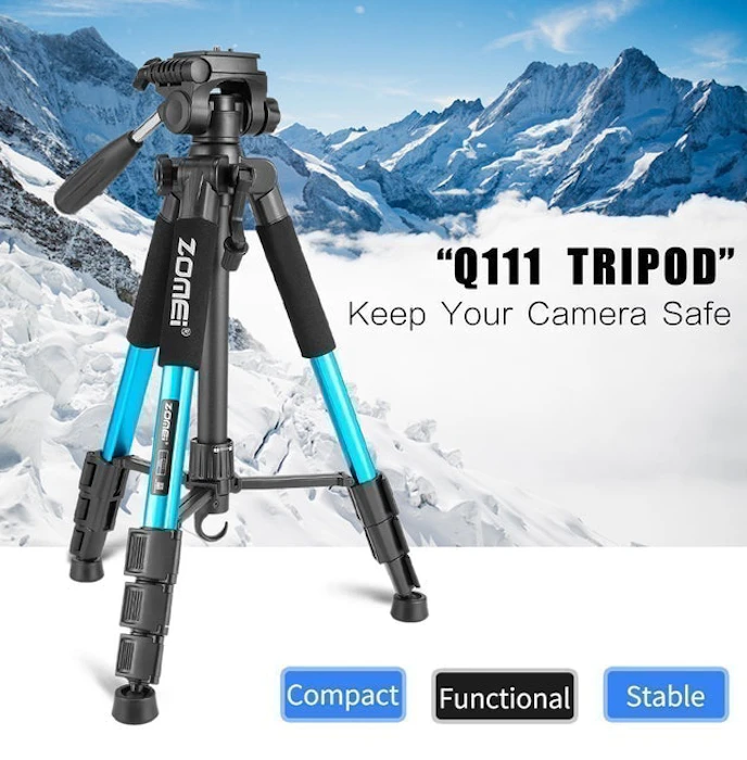 ZOMEi Q111 Lightweight Backpacking Tripod Kit 4-Section with 3-Way Pan Head and Carrying Case Translation missing: id.activerecord.decorators.item_part_image/alt