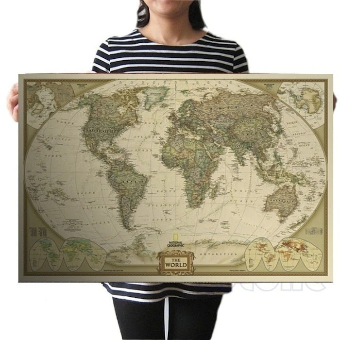 Vintage Style World Map Poster Translation missing: id.activerecord.decorators.item_part_image/alt