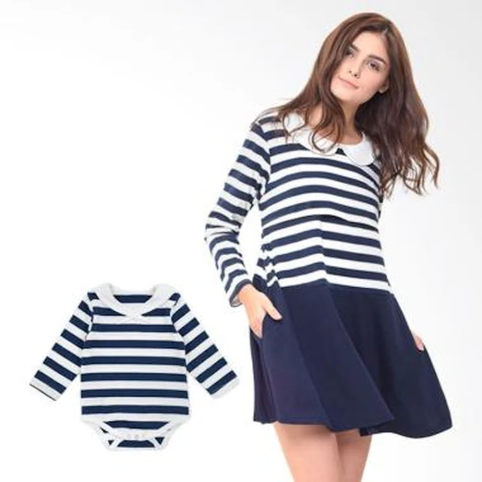 MOOIMOM Round Neck Long Sleeves Nursing Dress Couple Set Translation missing: id.activerecord.decorators.item_part_image/alt