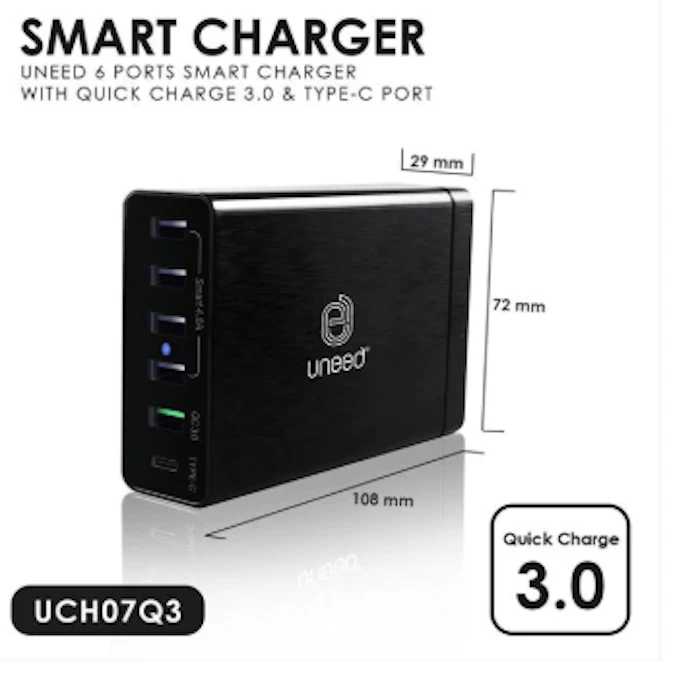 Uneed 6 Ports Smart Charger Translation missing: id.activerecord.decorators.item_part_image/alt