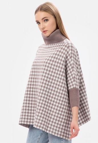 MKY Clothing  Brown Plaid Knit Turtleneck Sweater Translation missing: id.activerecord.decorators.item_part_image/alt
