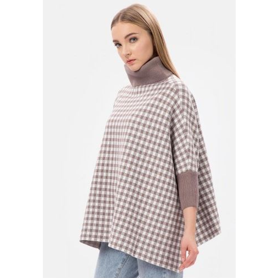 MKY Clothing Brown Plaid Knit Turtleneck Sweater Translation missing: id.activerecord.decorators.item_part_image/alt