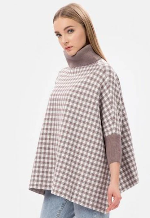 MKY Clothing Brown Plaid Knit Turtleneck Sweater Translation missing: id.activerecord.decorators.item_part_image/alt