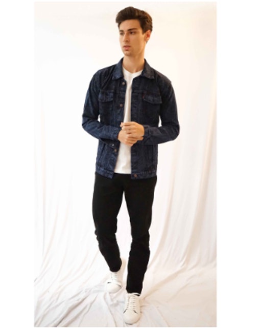 Houseofcuff  Jaket Jeans Pria Polos Tebal Dilan Jaket Denim Biru Dongker Pudar Translation missing: id.activerecord.decorators.item_part_image/alt
