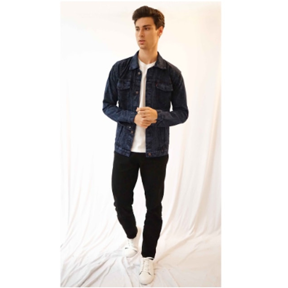 Houseofcuff Jaket Jeans Pria Polos Tebal Dilan Jaket Denim Biru Dongker Pudar Translation missing: id.activerecord.decorators.item_part_image/alt
