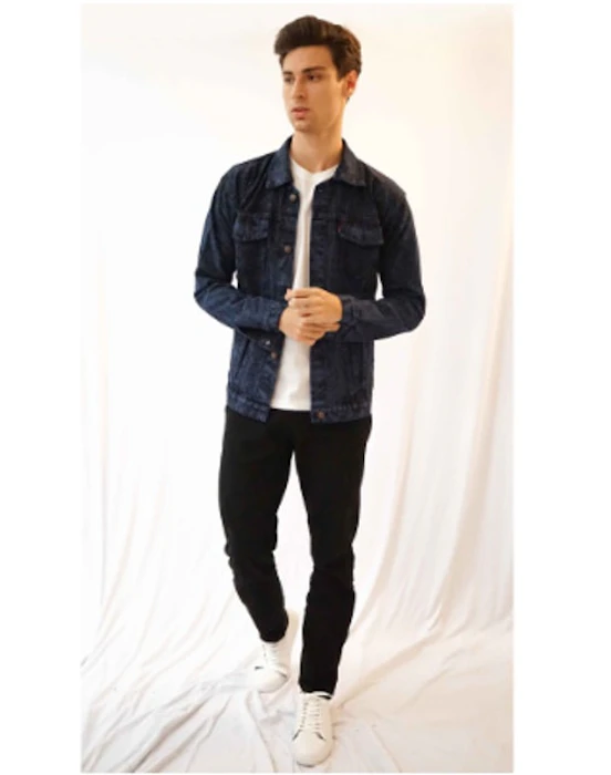 Houseofcuff Jaket Jeans Pria Polos Tebal Dilan Jaket Denim Biru Dongker Pudar Translation missing: id.activerecord.decorators.item_part_image/alt