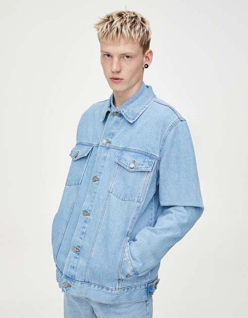 Pull and Bear Blue Denim Regular Fit Jacket Translation missing: id.activerecord.decorators.item_part_image/alt