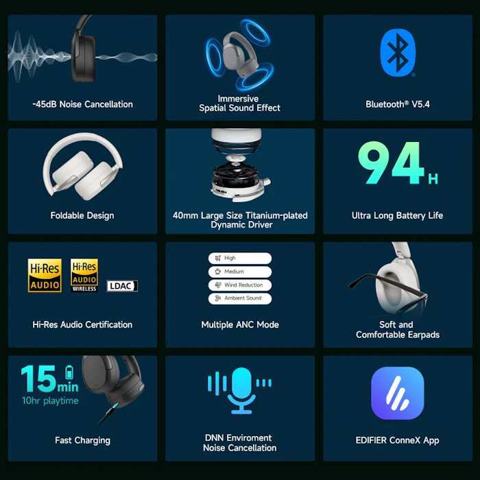 Edifier W830NB Hi-Res Audio ANC Headphone Translation missing: id.activerecord.decorators.item_part_image/alt