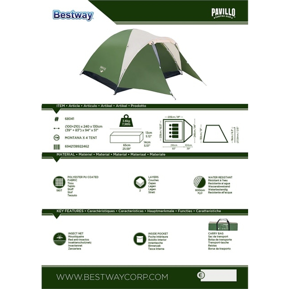 Bestway Montana X4 Tent Pavillo Translation missing: id.activerecord.decorators.item_part_image/alt
