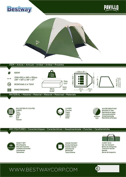 Bestway Montana X4 Tent Pavillo Translation missing: id.activerecord.decorators.item_part_image/alt