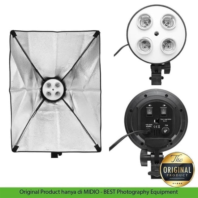 Midio Paket Studio Light Stand 2M plus 4 Socket E27 plus Softbox Translation missing: id.activerecord.decorators.item_part_image/alt