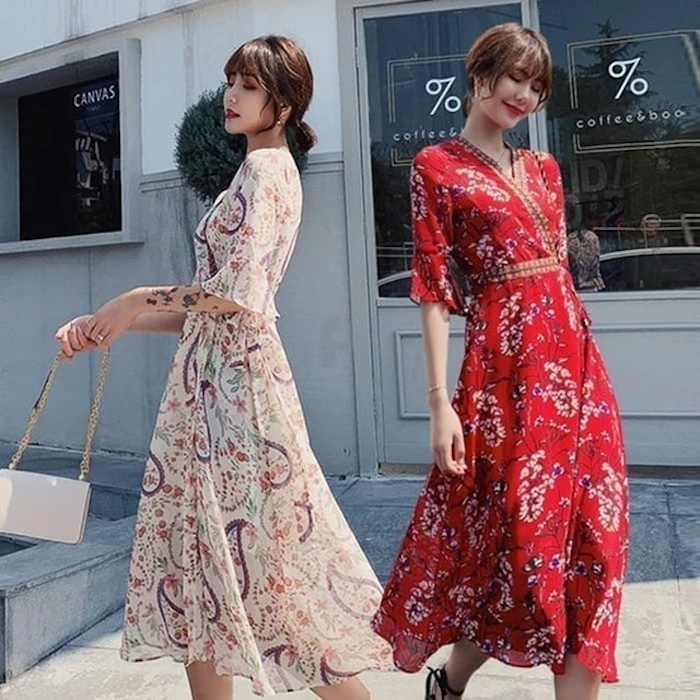 Bohemian Vintage Red Floral Print Summer Chiffon Dresses Translation missing: id.activerecord.decorators.item_part_image/alt