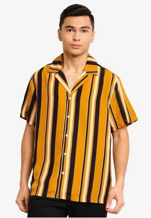 ZALORA BASICS Basic Printed Revere Collar Shirt Translation missing: id.activerecord.decorators.item_part_image/alt
