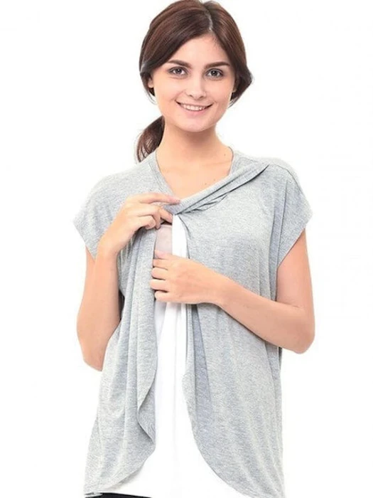 Mooimom Maternity Nursing T-Shirt With Wrap Overlay Translation missing: id.activerecord.decorators.item_part_image/alt
