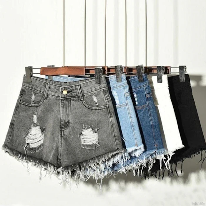 Ripped High Waisted Jeans Shorts Translation missing: id.activerecord.decorators.item_part_image/alt