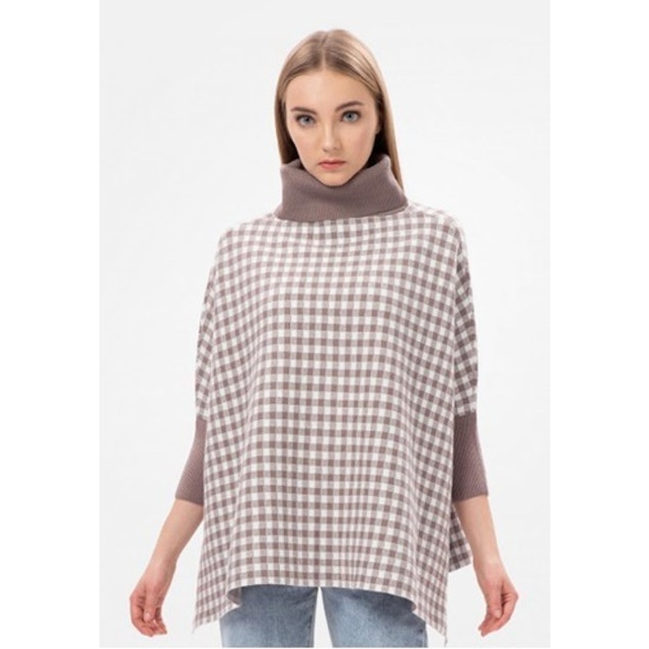 MKY Clothing Brown Plaid Knit Turtleneck Sweater Translation missing: id.activerecord.decorators.item_part_image/alt