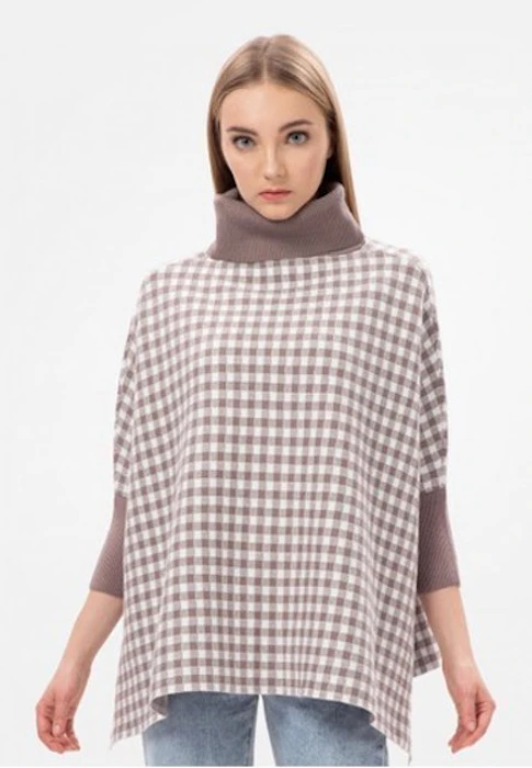 MKY Clothing Brown Plaid Knit Turtleneck Sweater Translation missing: id.activerecord.decorators.item_part_image/alt