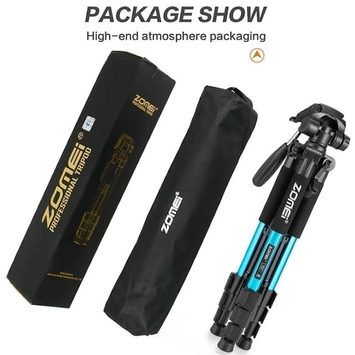 ZOMEi Q111 Lightweight Backpacking Tripod Kit 4-Section with 3-Way Pan Head and Carrying Case Translation missing: id.activerecord.decorators.item_part_image/alt