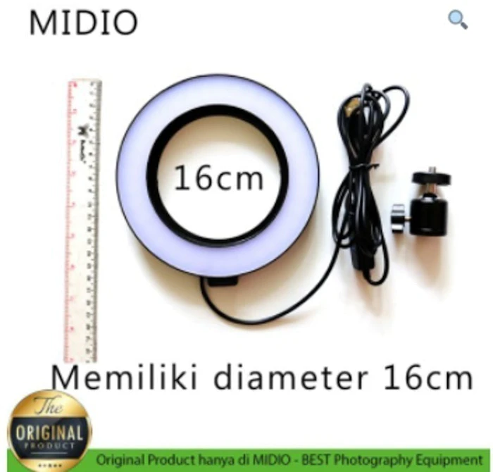 Midio Ringlight 16 Midio For Selfie Vlogger and Livestreamer plus Tripod Lipat Translation missing: id.activerecord.decorators.item_part_image/alt