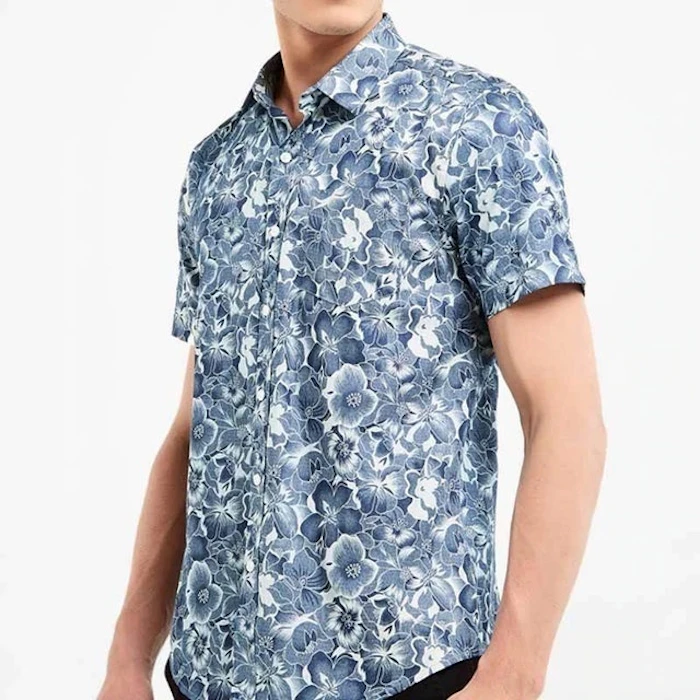 Minarno Kemeja Lengan Pendek Pria Floral Print Translation missing: id.activerecord.decorators.item_part_image/alt