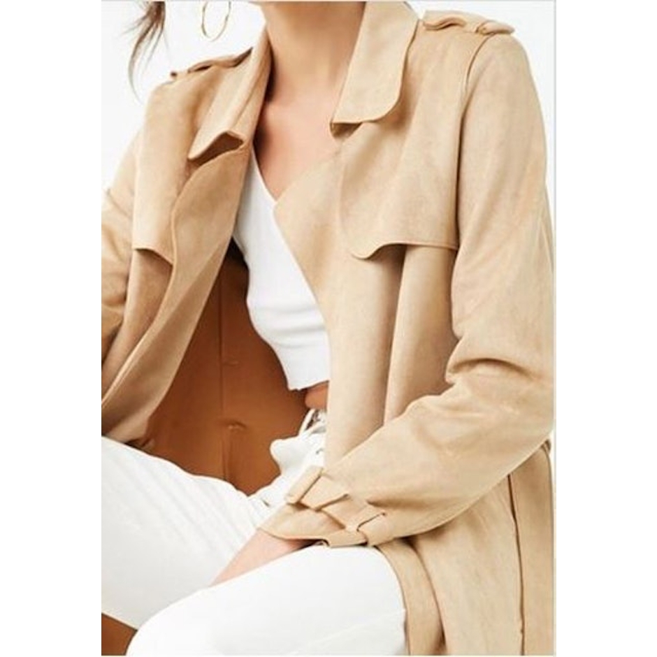 FOREVER 21 Faux Suede Trench Coat Translation missing: id.activerecord.decorators.item_part_image/alt