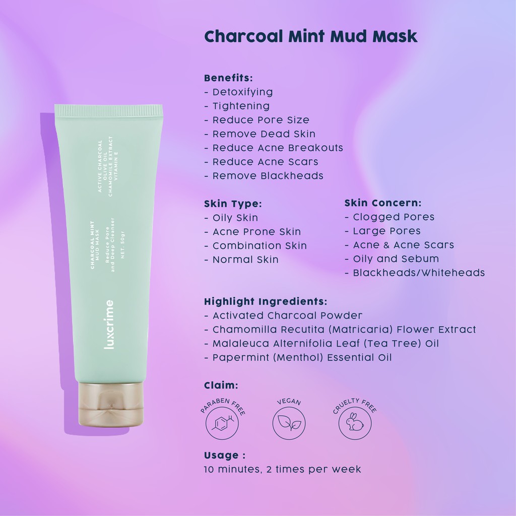 LUXCRIME Charcoal Mint Mud Mask Translation missing: id.activerecord.decorators.item_part_image/alt