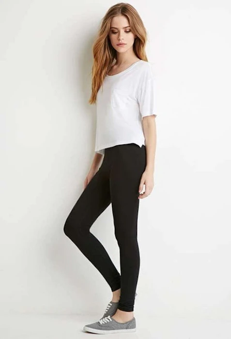 Forever 21 Basic Cotton-Blend Leggings Translation missing: id.activerecord.decorators.item_part_image/alt