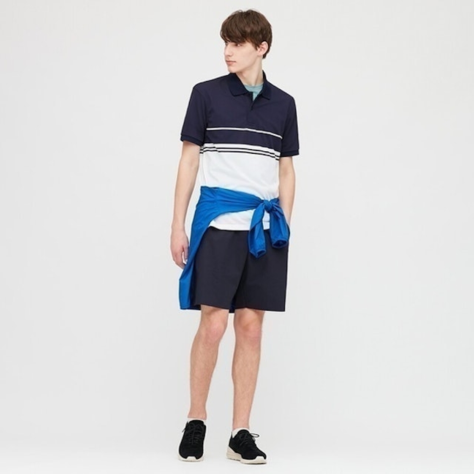 Uniqlo Kaos Polo Dry Ex Pique Garis Lengan Pendek Translation missing: id.activerecord.decorators.item_part_image/alt