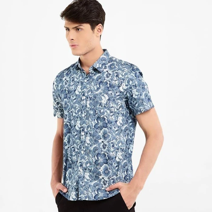 Minarno Kemeja Lengan Pendek Pria Floral Print Translation missing: id.activerecord.decorators.item_part_image/alt