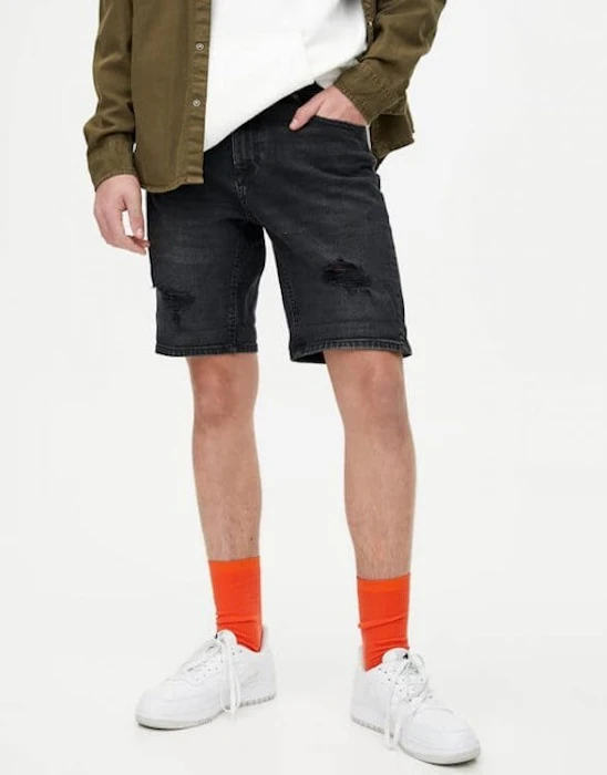 Pull & Bear Basic Ripped Denim Bermuda Shorts Translation missing: id.activerecord.decorators.item_part_image/alt