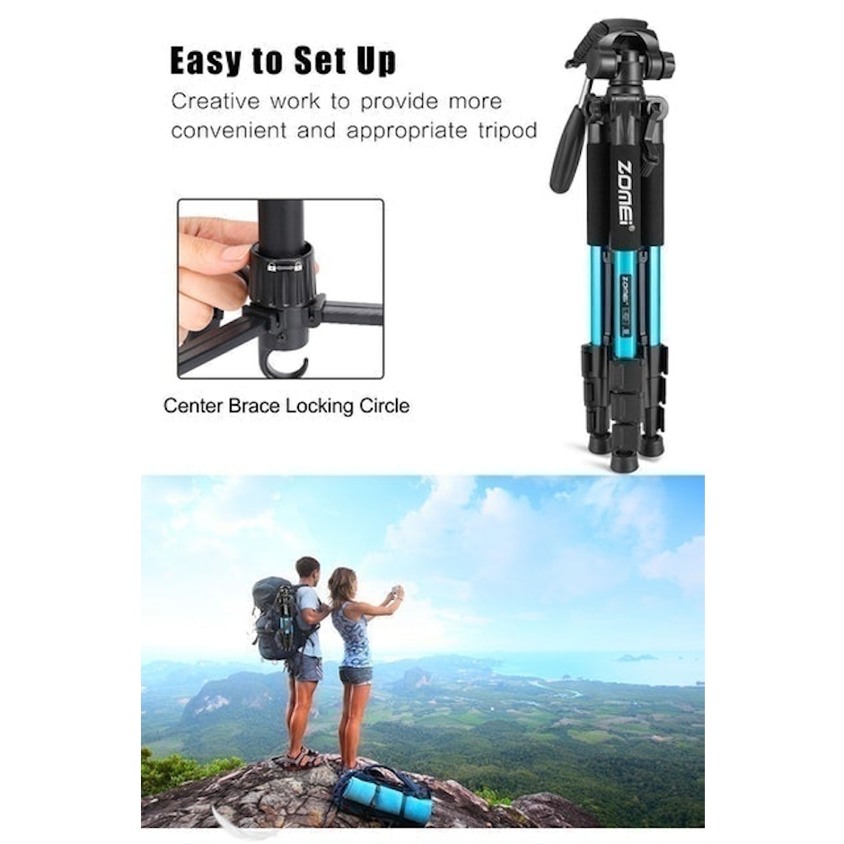 ZOMEi Q111 Lightweight Backpacking Tripod Kit 4-Section with 3-Way Pan Head and Carrying Case Translation missing: id.activerecord.decorators.item_part_image/alt