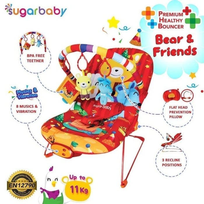 Sugar Baby Premium Healthy Bouncer Bayi 3 Recline - Bear & Friends Translation missing: id.activerecord.decorators.item_part_image/alt