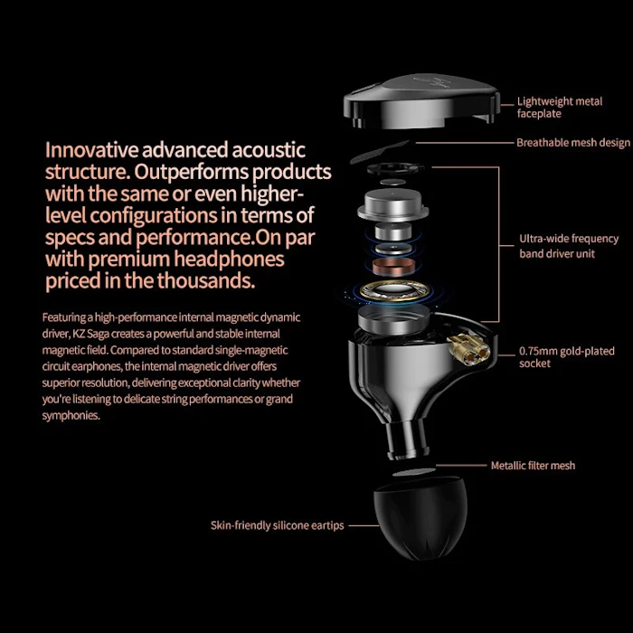 KZ SAGA Single DD In Ear Earphone Metal with MIC Translation missing: id.activerecord.decorators.item_part_image/alt