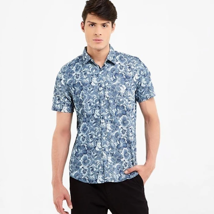 Minarno Kemeja Lengan Pendek Pria Floral Print Translation missing: id.activerecord.decorators.item_part_image/alt