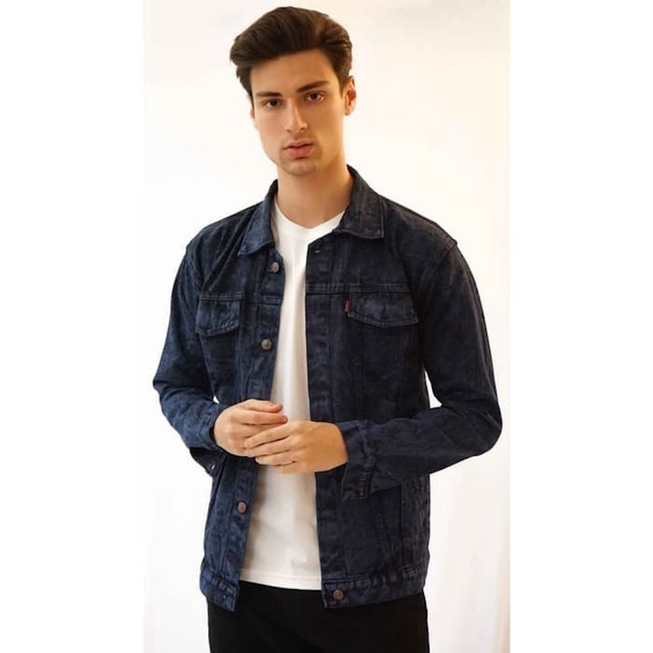 Houseofcuff Jaket Jeans Pria Polos Tebal Dilan Jaket Denim Biru Dongker Pudar Translation missing: id.activerecord.decorators.item_part_image/alt