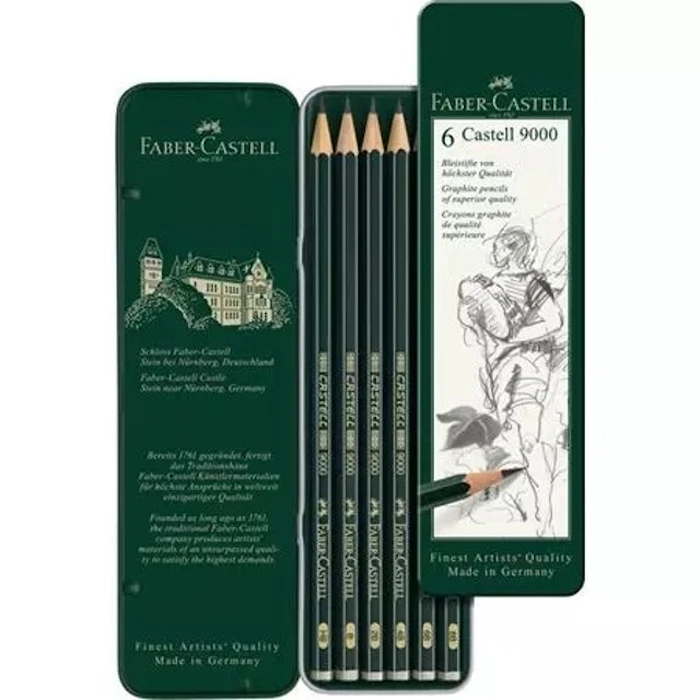 Faber-Castell Castell 9000 Graphite Pencil, Tin of 6 Translation missing: id.activerecord.decorators.item_part_image/alt
