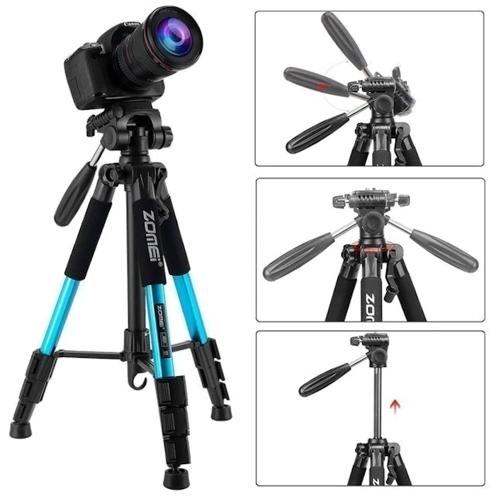 ZOMEi Q111 Lightweight Backpacking Tripod Kit 4-Section with 3-Way Pan Head and Carrying Case Translation missing: id.activerecord.decorators.item_part_image/alt