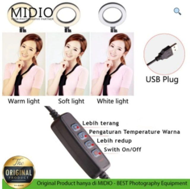 Midio Ringlight 16 Midio For Selfie Vlogger and Livestreamer plus Tripod Lipat Translation missing: id.activerecord.decorators.item_part_image/alt