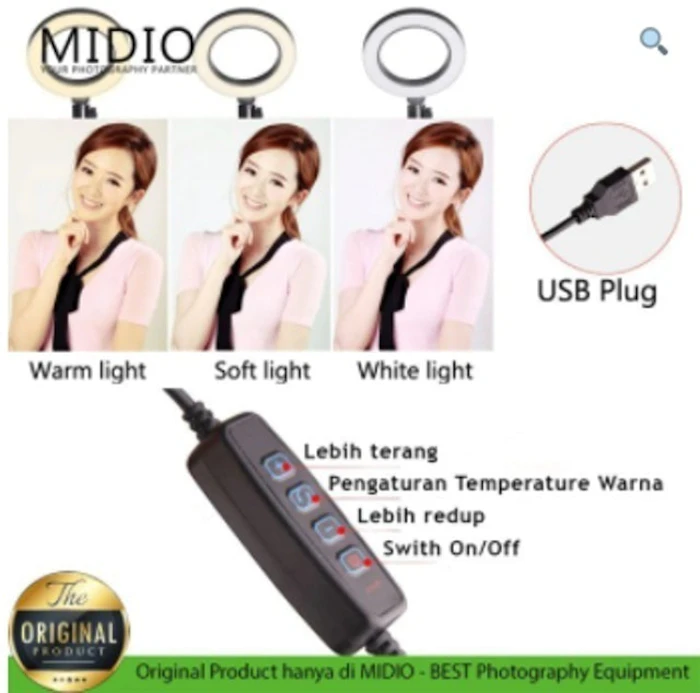 Midio Ringlight 16 Midio For Selfie Vlogger and Livestreamer plus Tripod Lipat Translation missing: id.activerecord.decorators.item_part_image/alt