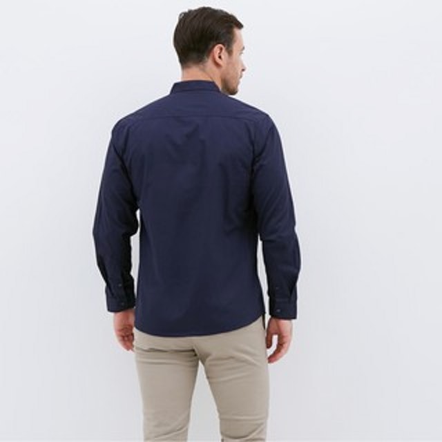 M231  Kemeja Pria Basic Polos Katun Lengan Panjang Warna Navy Translation missing: id.activerecord.decorators.item_part_image/alt