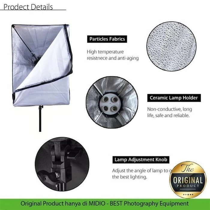 Midio Paket Studio Light Stand 2M plus 4 Socket E27 plus Softbox Translation missing: id.activerecord.decorators.item_part_image/alt