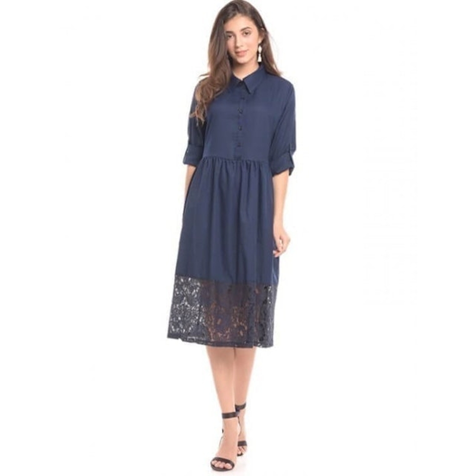 Mooimom Navy Vest With Lace Detail Maternity & Nursing Long Dress Translation missing: id.activerecord.decorators.item_part_image/alt