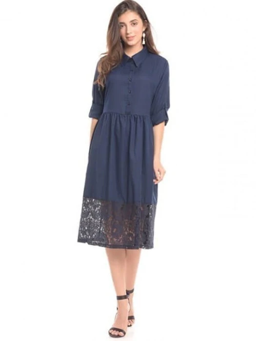 Mooimom Navy Vest With Lace Detail Maternity & Nursing Long Dress Translation missing: id.activerecord.decorators.item_part_image/alt