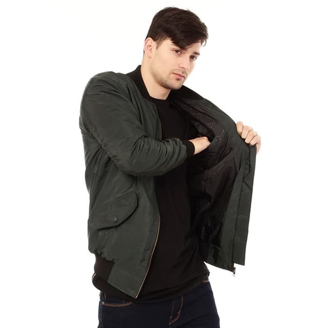 Cottonology  Dark Green Bomber Jaket Translation missing: id.activerecord.decorators.item_part_image/alt