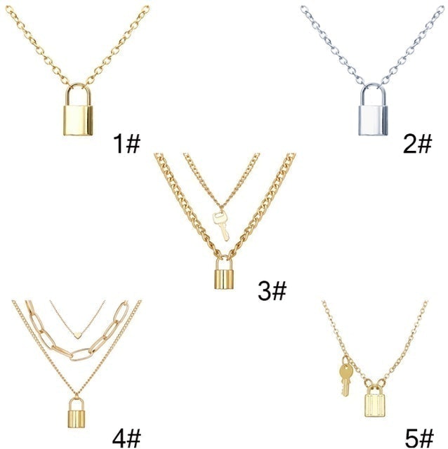 Kalung Rantai 3 Layer dengan Liontin Gembok Hati  Translation missing: id.activerecord.decorators.item_part_image/alt